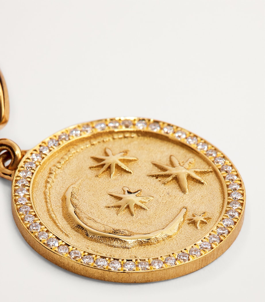 Small Yellow Gold and Diamond Cosmic Coin Charm