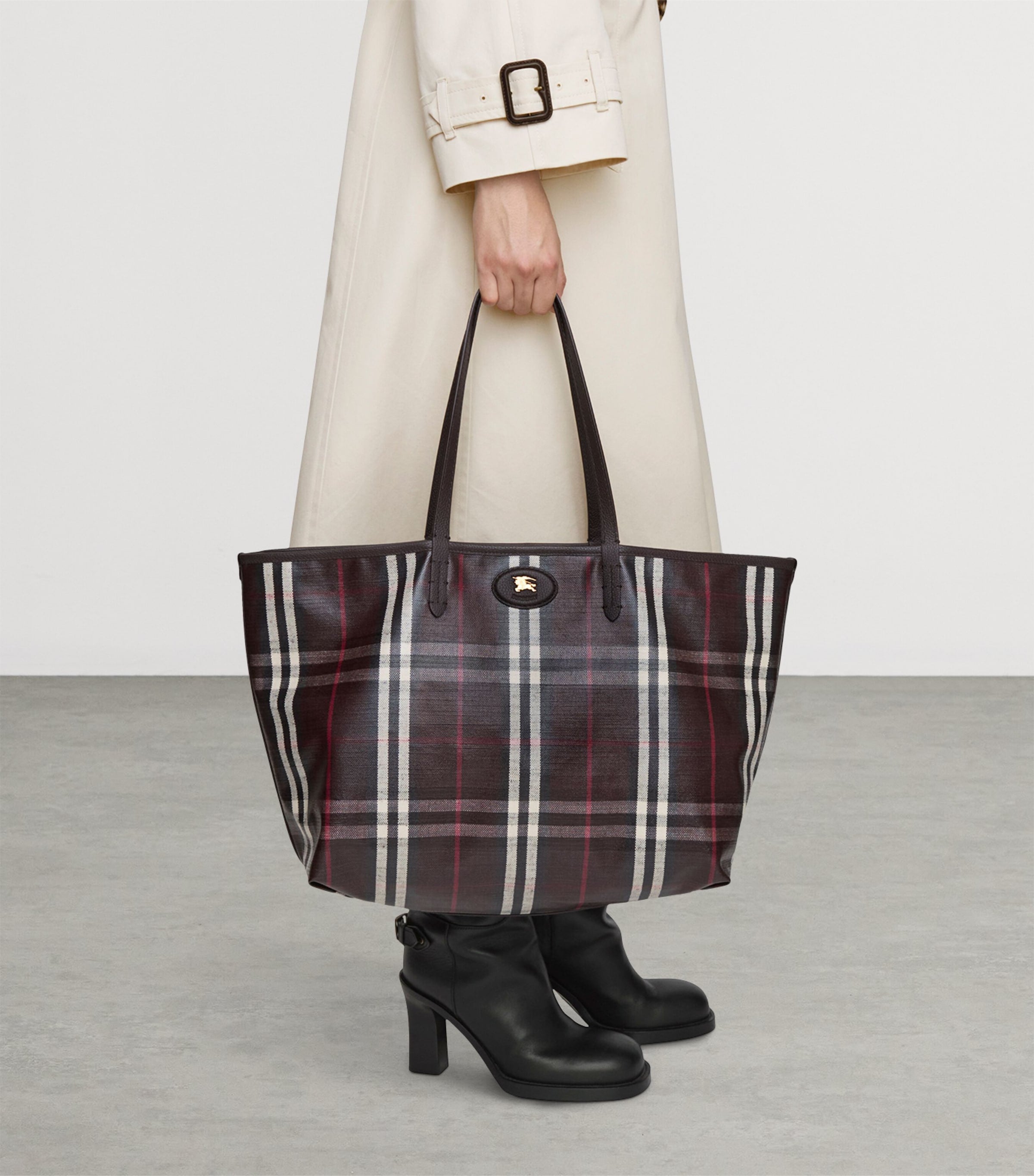 Burberry Brown Medium Canvas Highlands Tote Bag