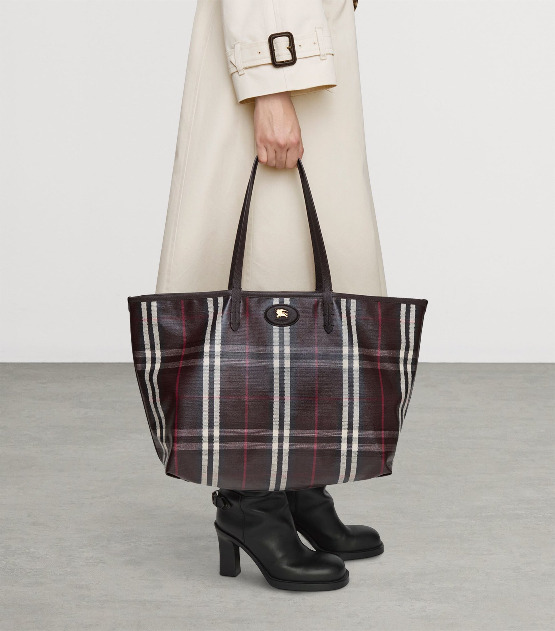 Burberry Brown Medium Canvas Highlands Tote Bag