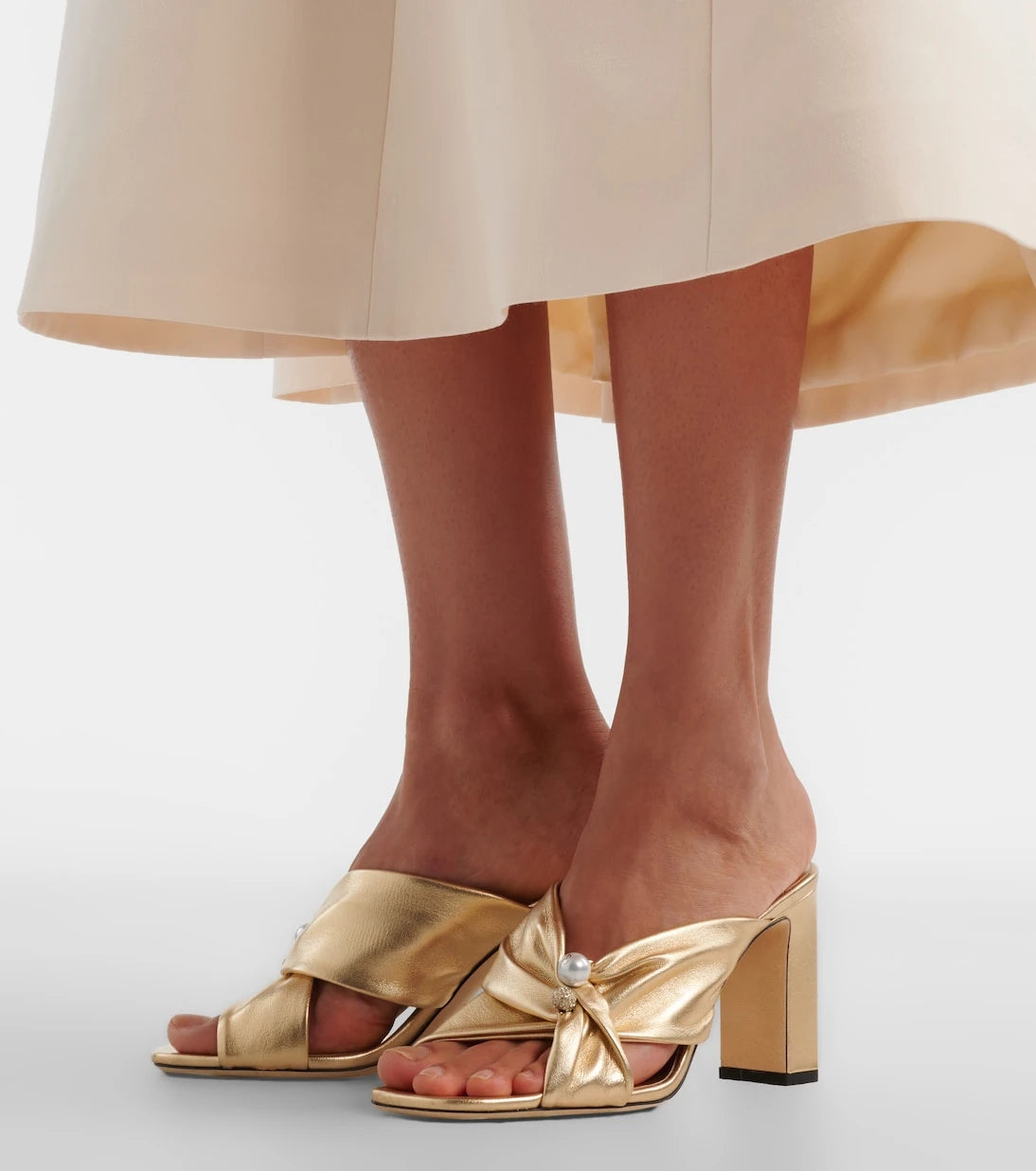 Jimmy Choo - Rafi embellished metallic leather mules