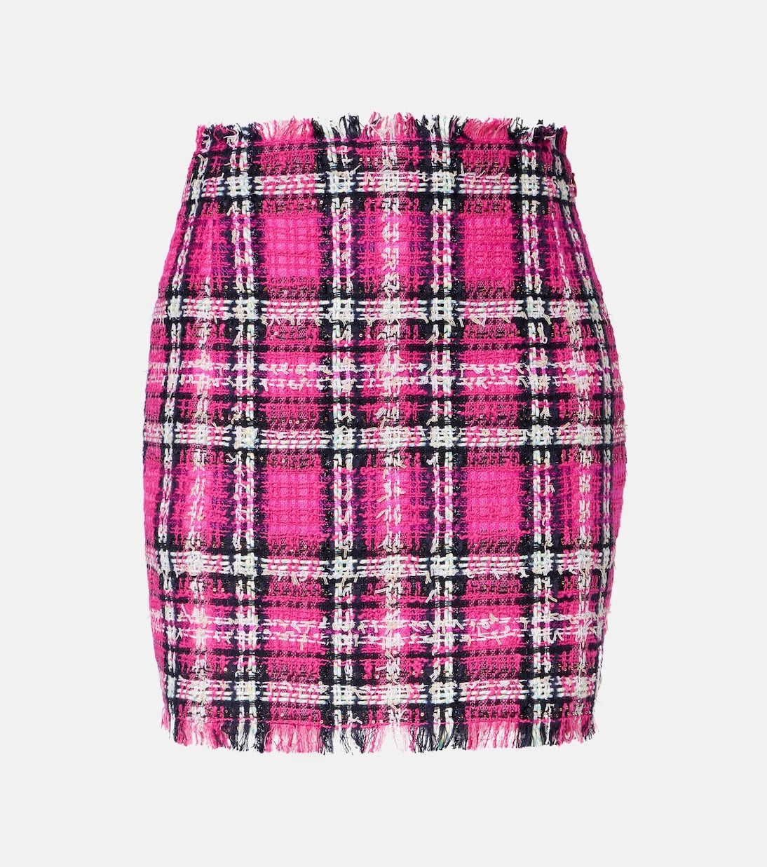 Balmain - Checked cotton and wool-blend tweed miniskirt