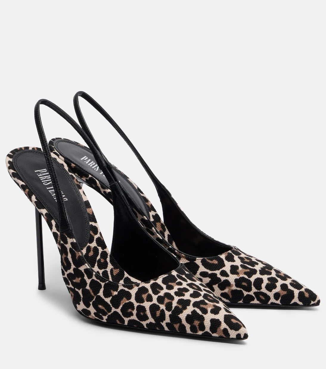 Paris Texas - Lidia leopard-print canvas slingback pumps