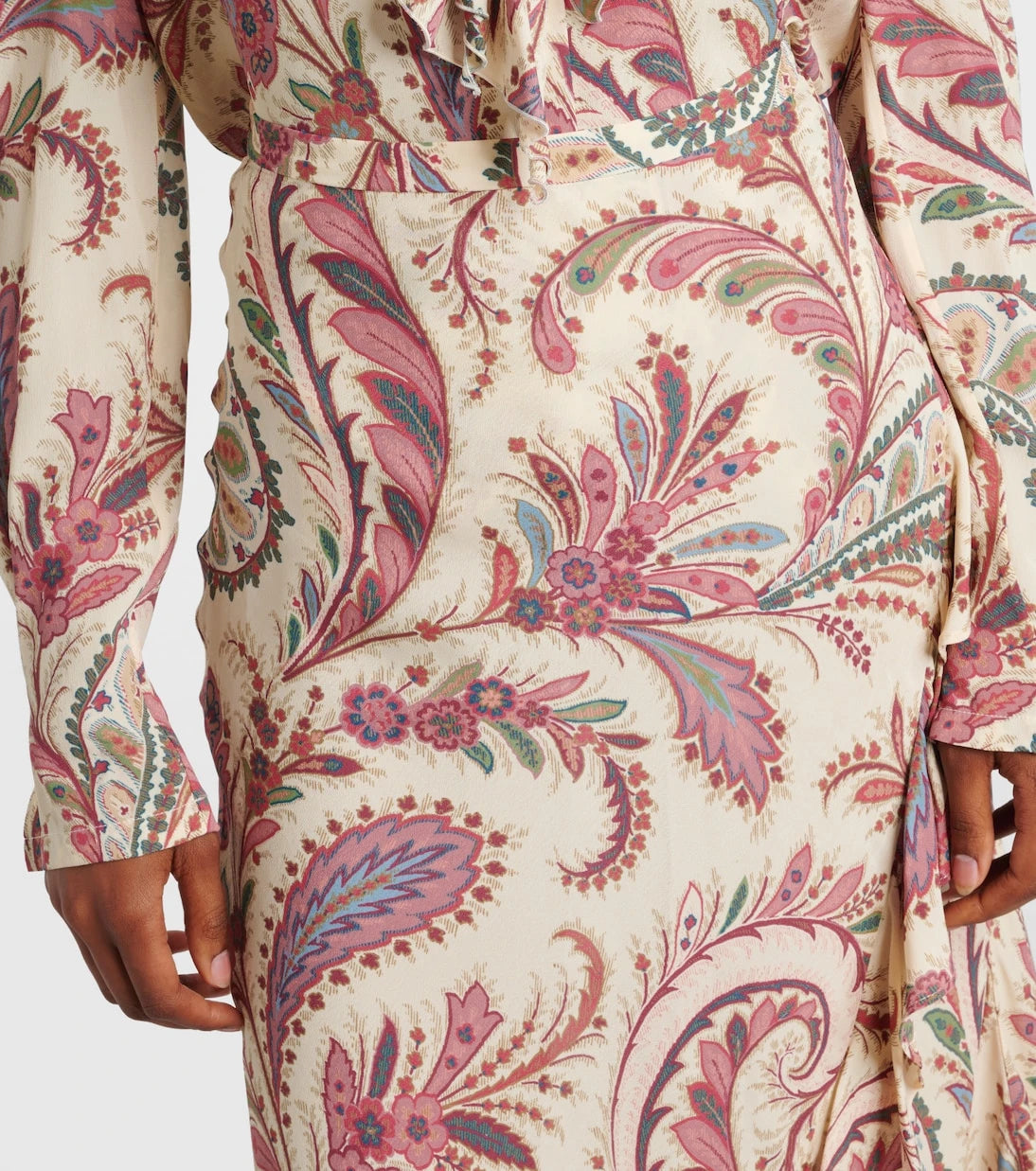 Etro - Asymmetric paisley ruffled midi skirt