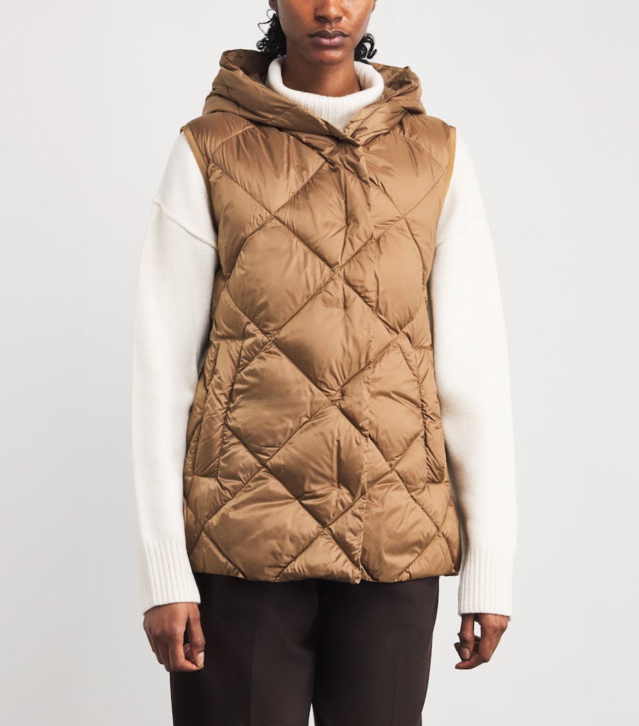 Beige Down Water-Repellent Quilted Gilet