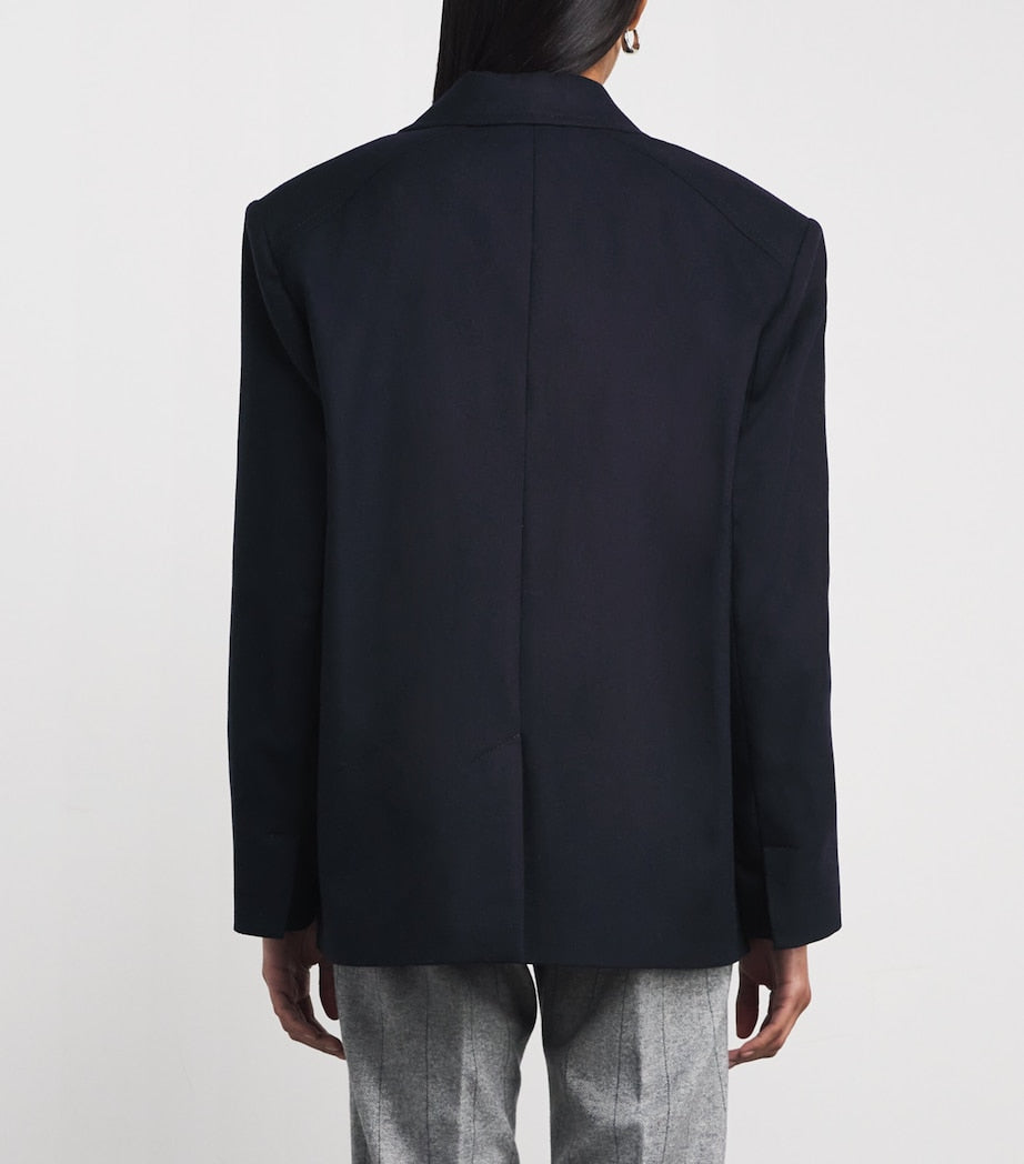 MAX&Co. Blue Wool-Blend Double-Breasted Pea Coat