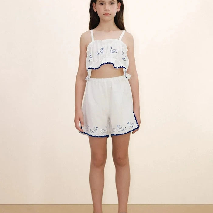 Детски топ с лен Tinycottons SWANS BOWS LINEN TOP