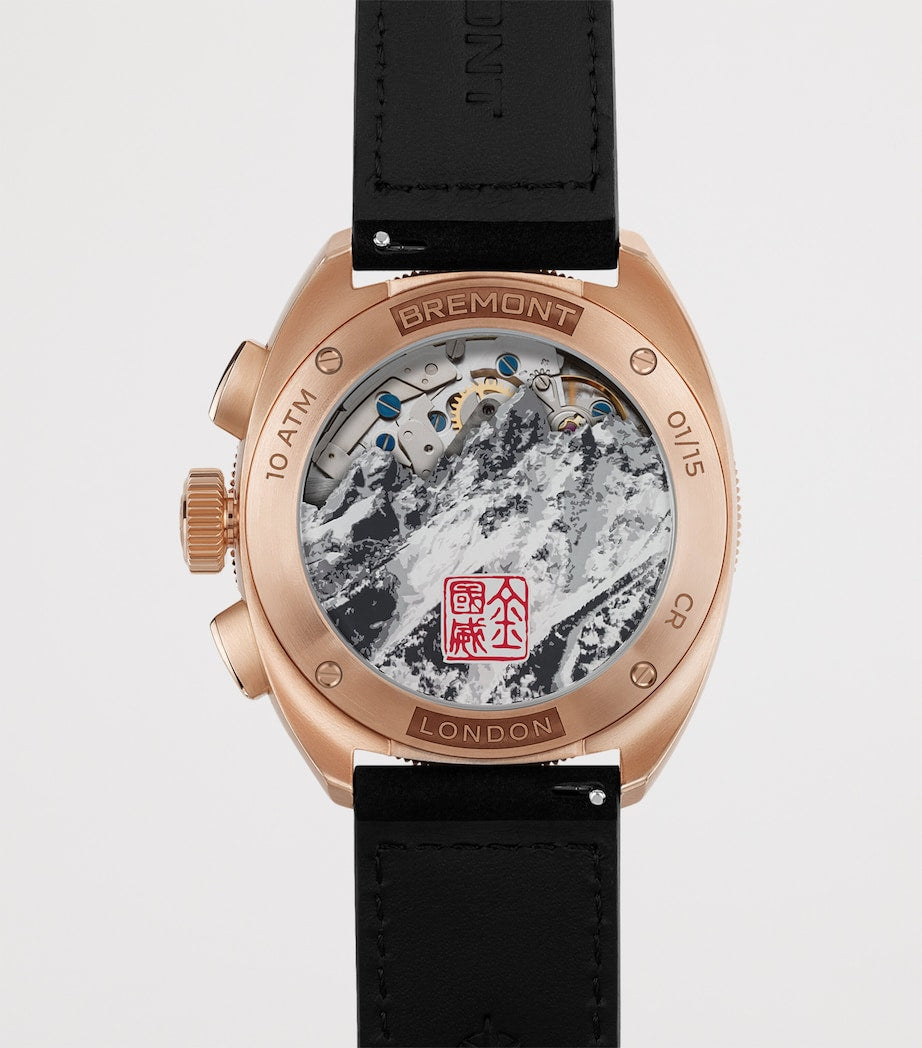 Bremont x Jimmy Chin Rose Gold and Leather Terra Nova Chronograph Watch 42.5mm