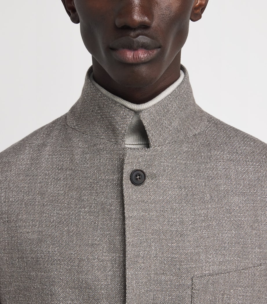 Corneliani Beige Virgin Wool-Silk-Blend Blazer