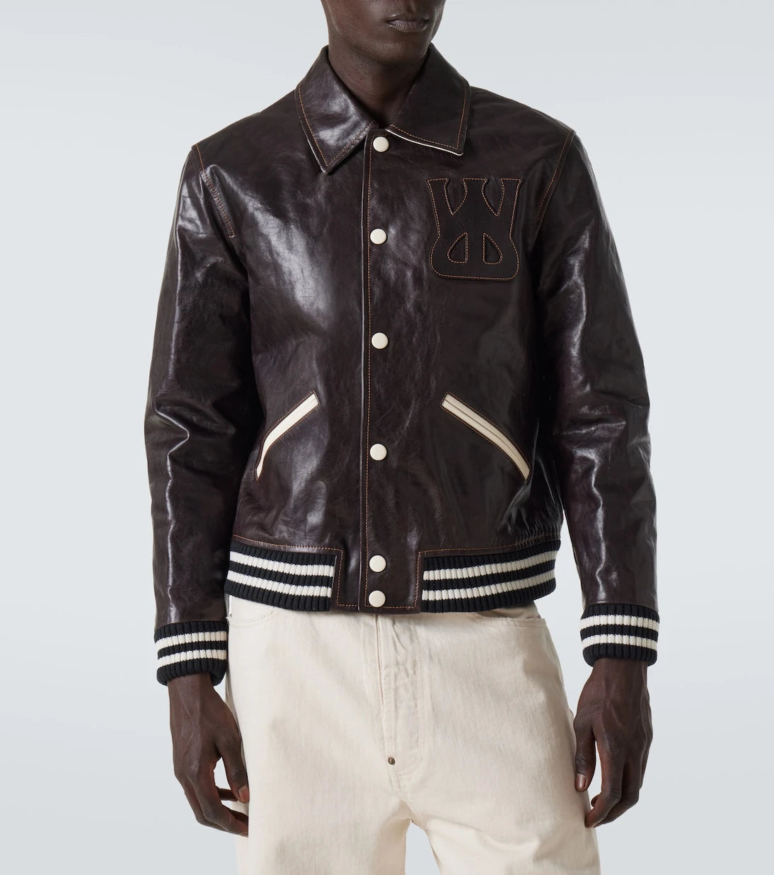 Wales Bonner - Prince leather varsity jacket