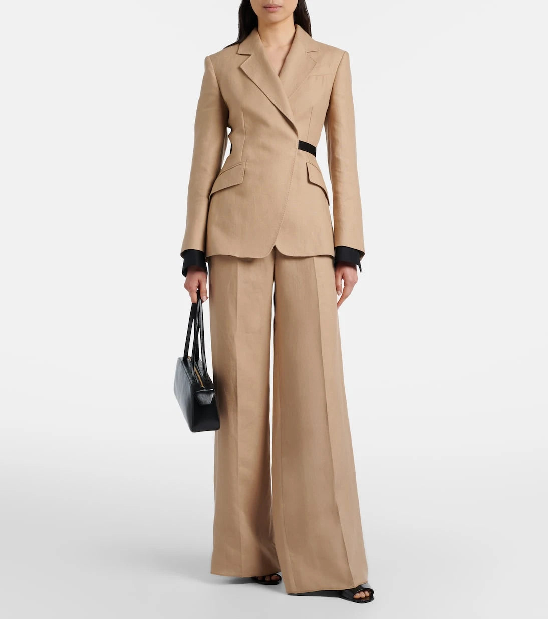 Max Mara - Big pleated linen wide-leg pants