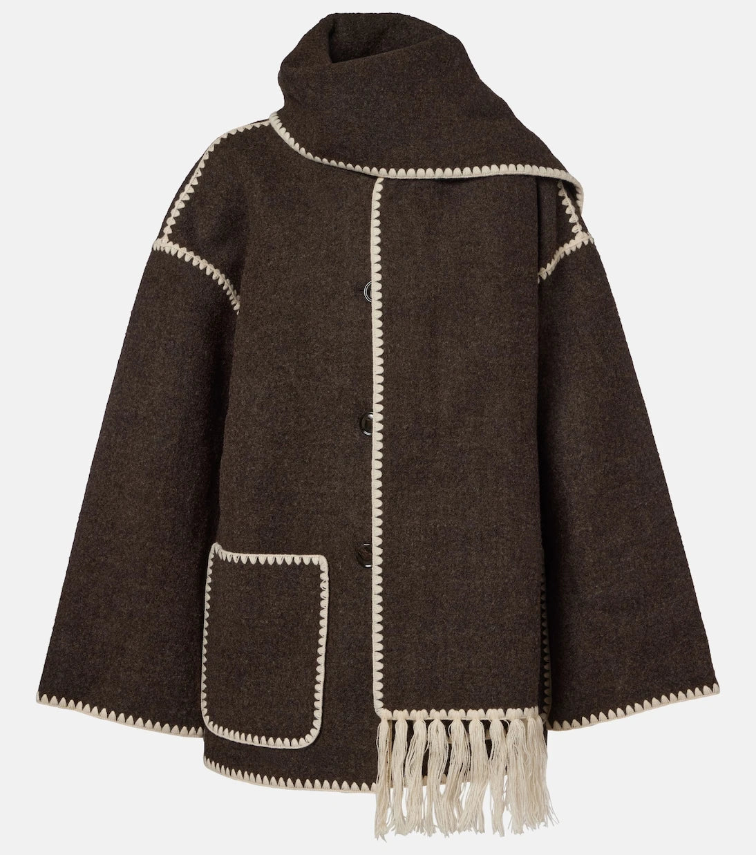 Toteme - Embroidered wool-blend scarf jacket