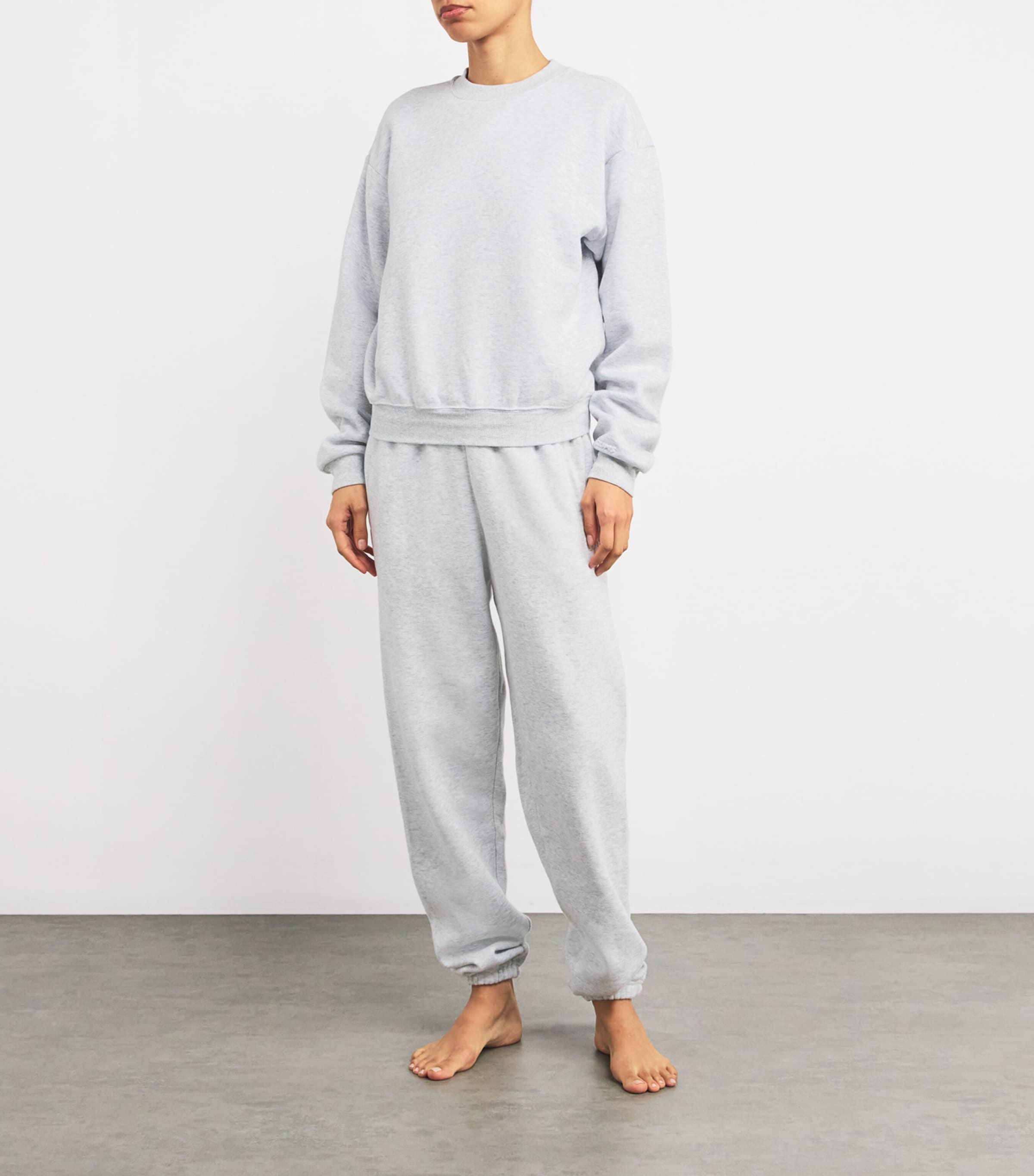 Grey Cotton-Blend Fleece Sweatpants