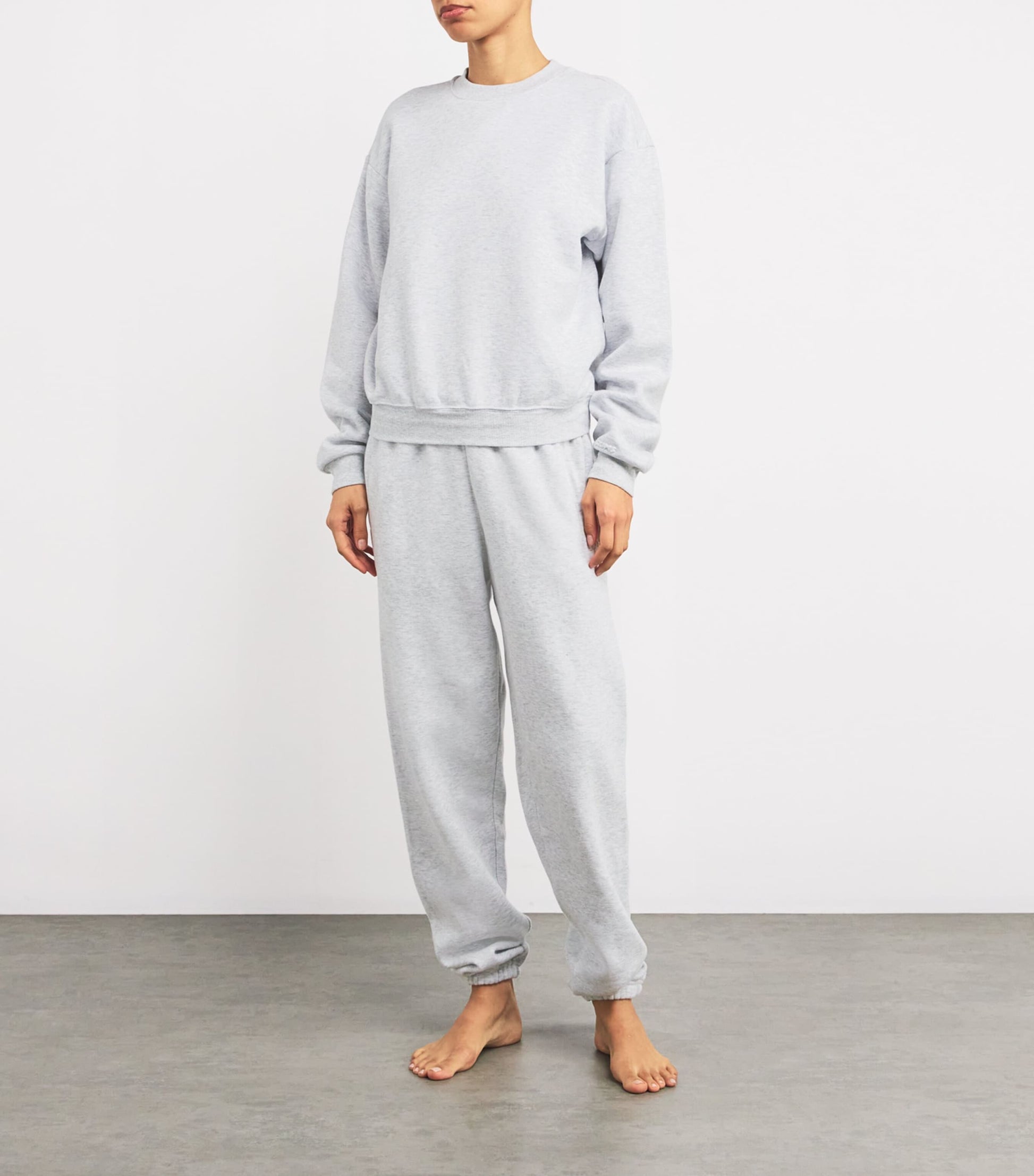 Grey Cotton-Blend Fleece Sweatpants