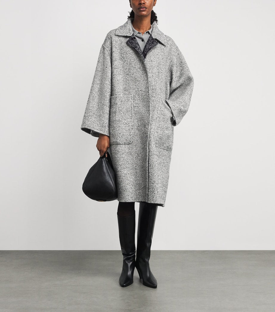 Lafayette 148 Grey Alpaca-Wool Reversible Overcoat