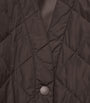 Max Mara Brown Leather-Sleeve Quilted Coat