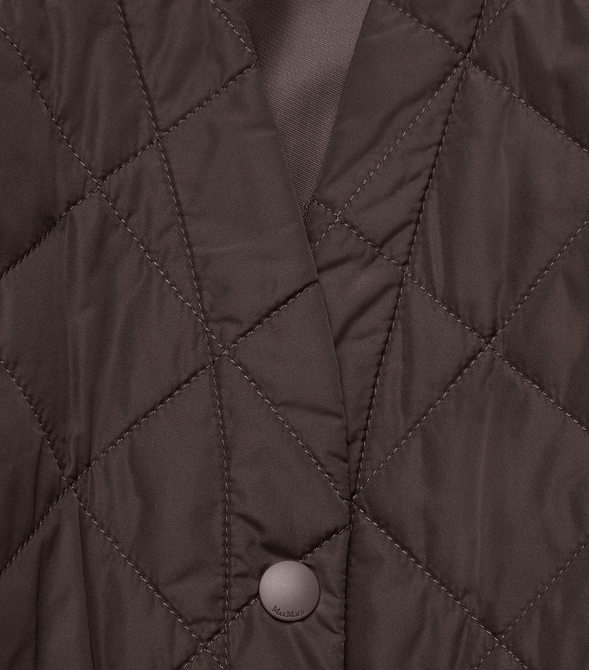 Max Mara Brown Leather-Sleeve Quilted Coat