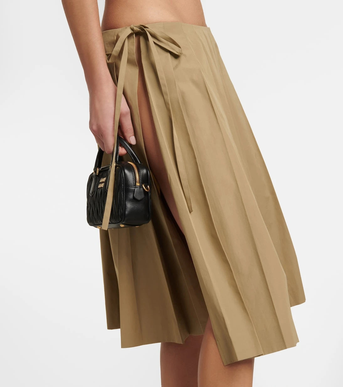 Miu Miu - Embroidered pleated cotton midi skirt