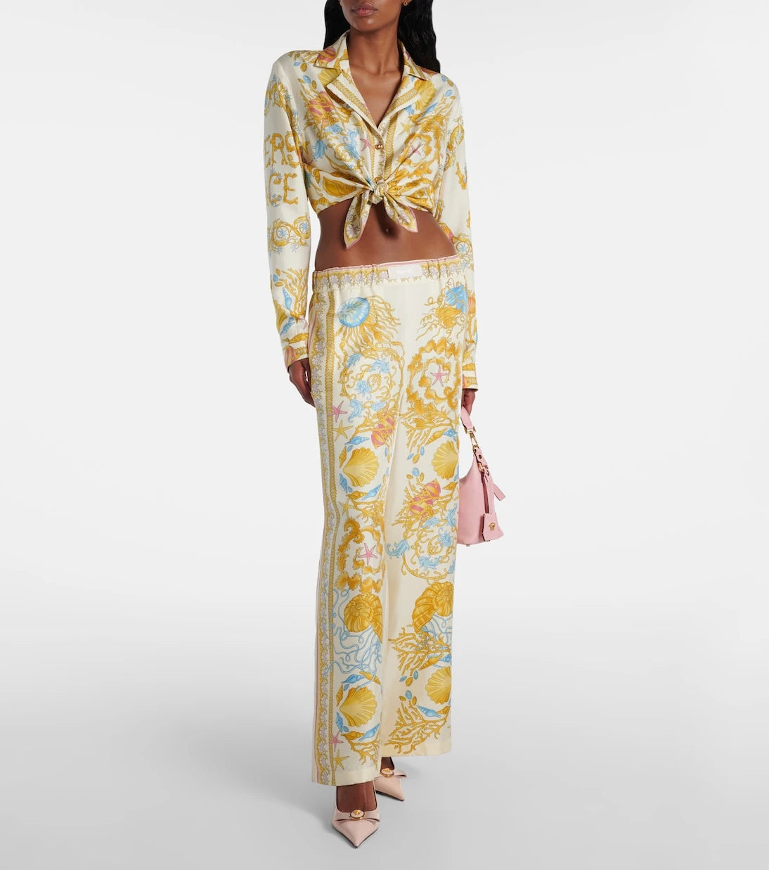 Versace - Underwater Barocco silk palazzo pants