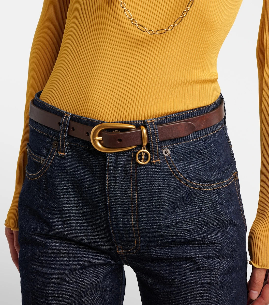 Saint Laurent - Cassandre leather belt