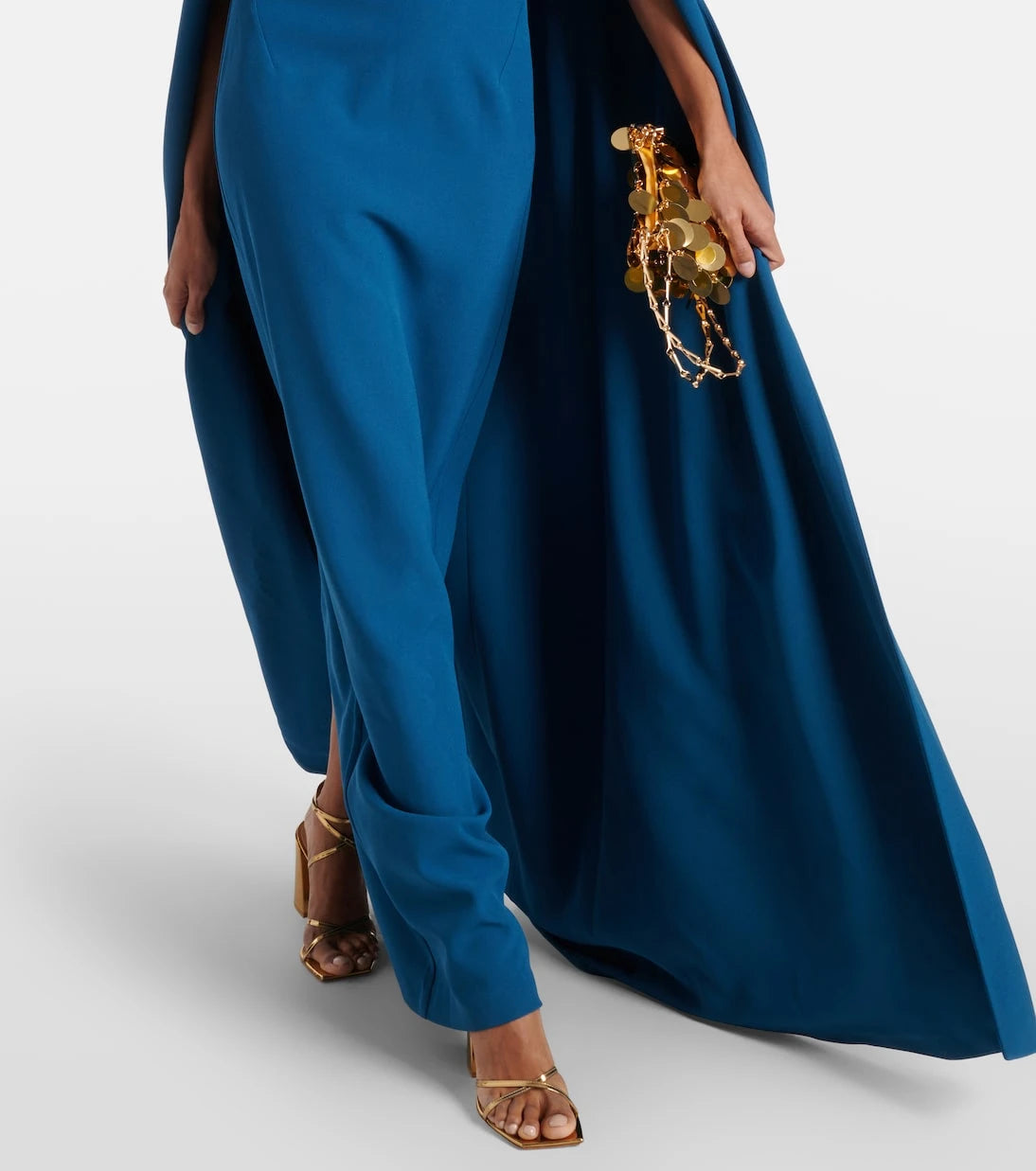 Safiyaa - Cinza caped crêpe gown