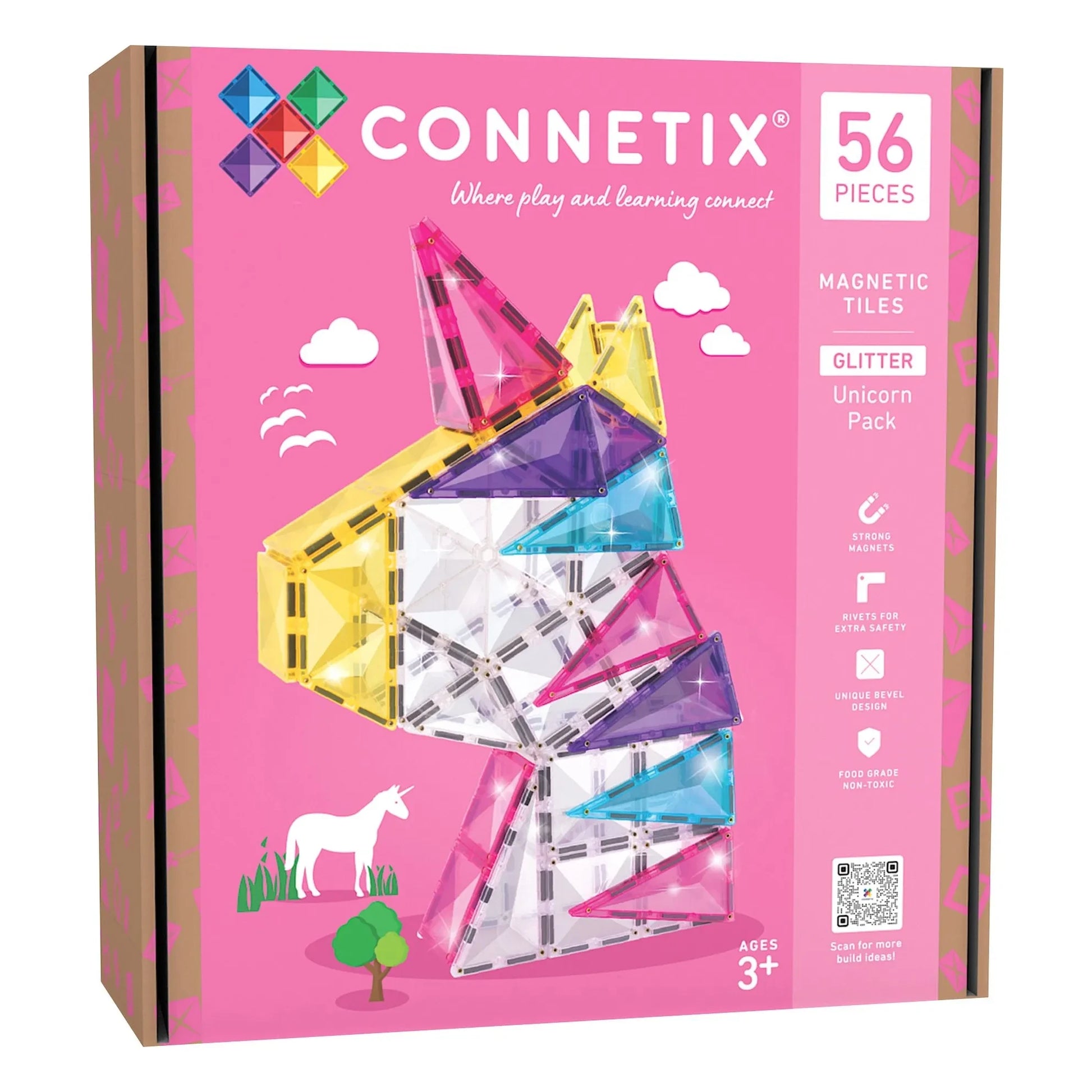 Connetix - Glitter Unicorn pack - 56 pieces | Glitter