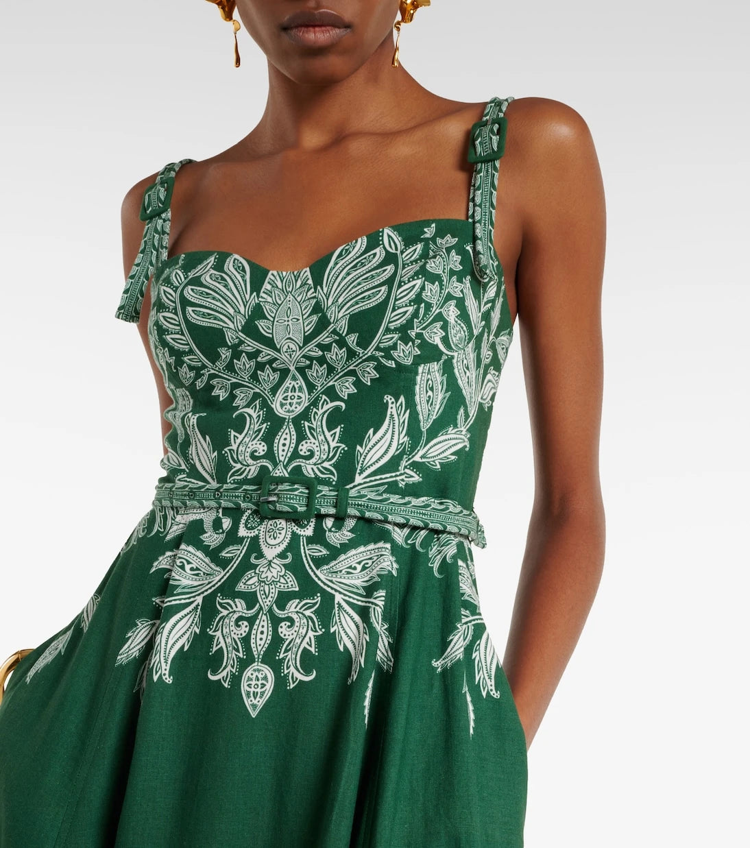 Farm Rio - Miranda belted linen-blend maxi dress
