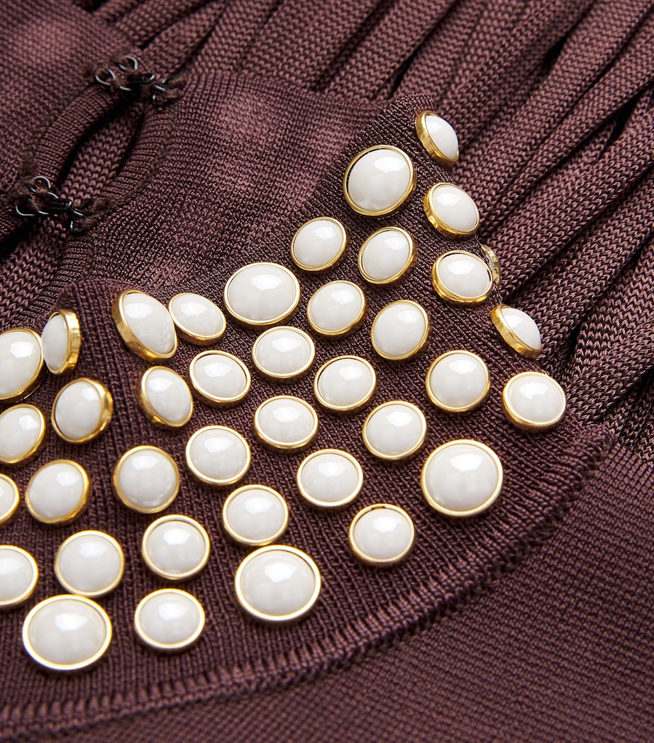 Embellished Fringe Midi Dress BROWN