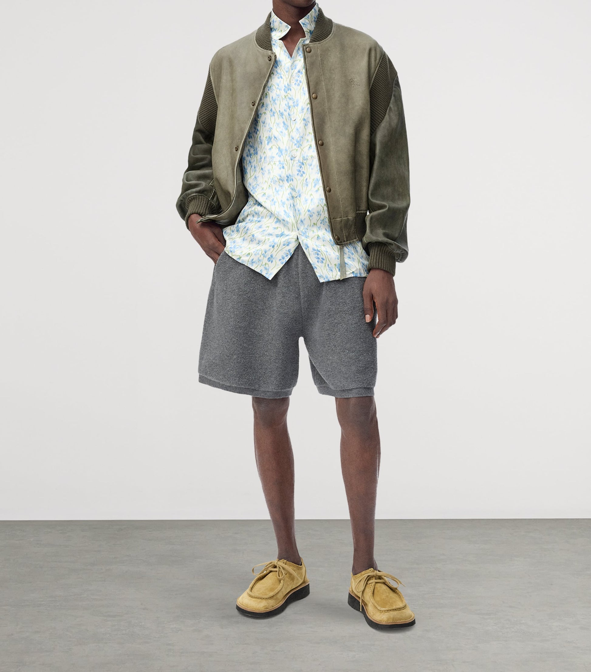 LOEWE Green Nappa Leather Bomber Jacket