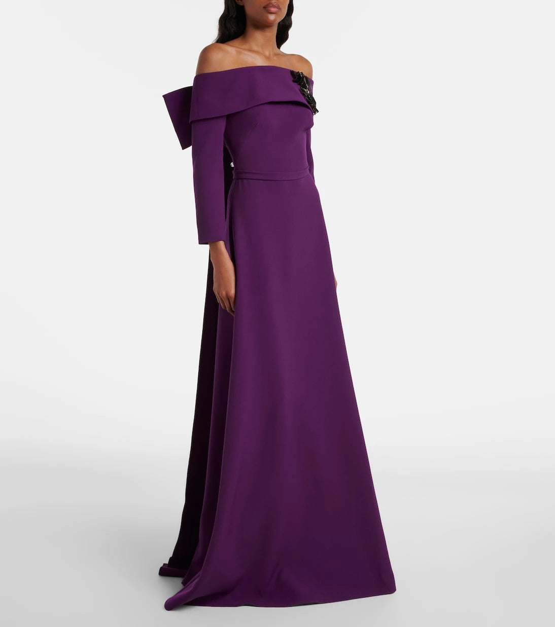 Safiyaa - Lunelle embellished off-shoulder crêpe gown
