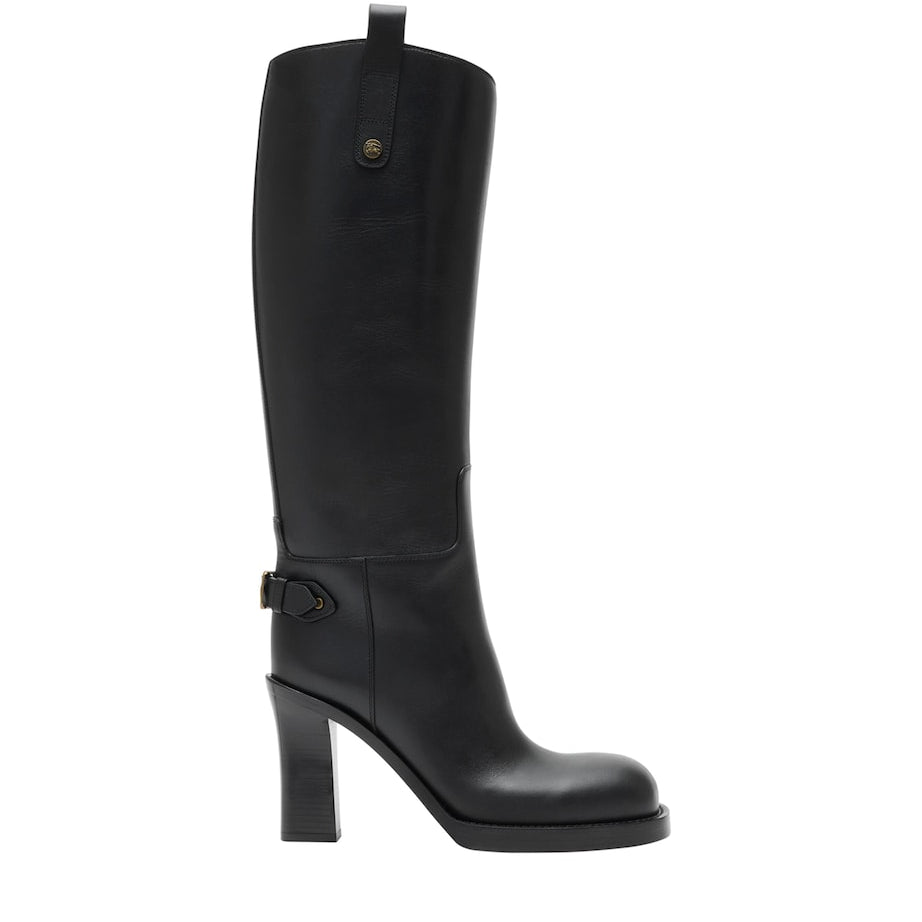 Burberry Black Calf Leather Cavalier Knee-High Boots 85