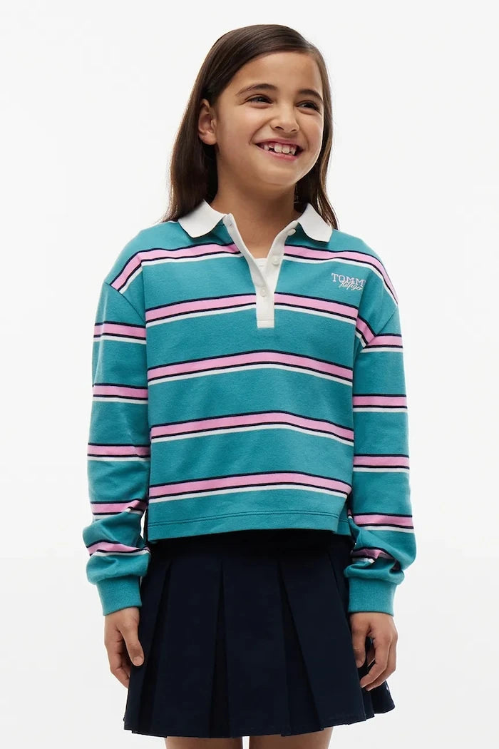 Tommy Hilfiger çocuklar için pamuklu uzun kollu bluz