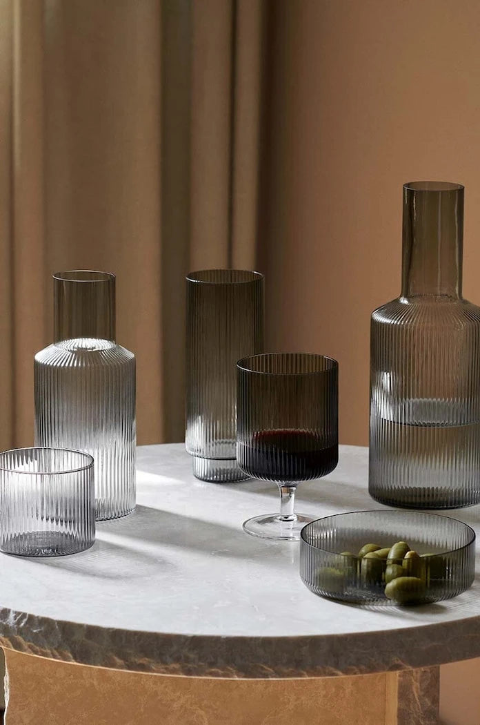 Гарафа с чаша ferm LIVING Ripple Small Carafe Set 500 ml