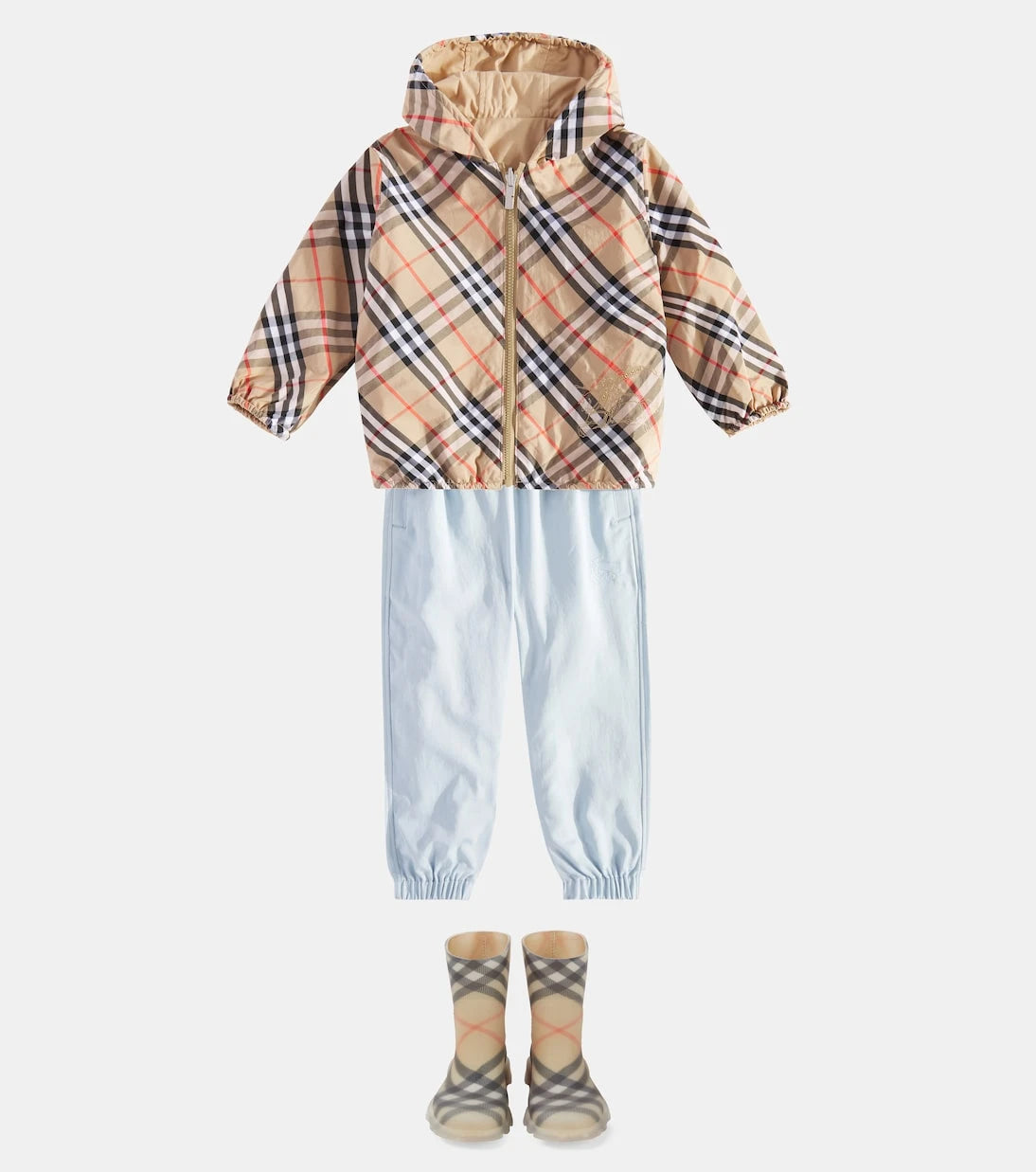 Burberry Kids - جاكيت فني قابل للارتداء على الوجهين بنقشة مربعات من بربري
