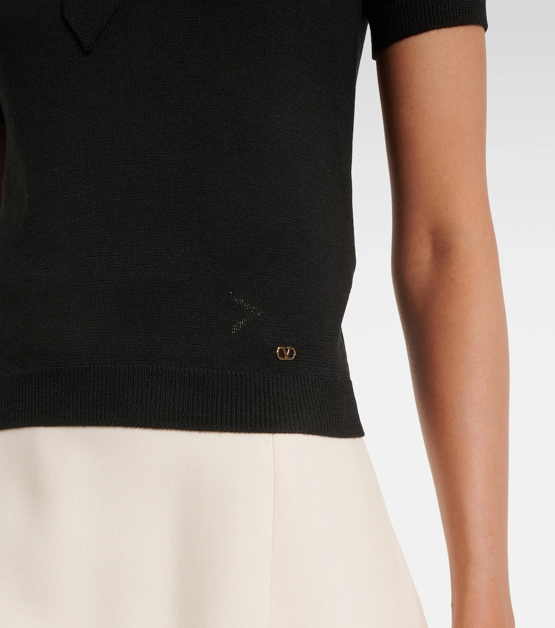 Valentino - VLogo tie-neck wool-blend top