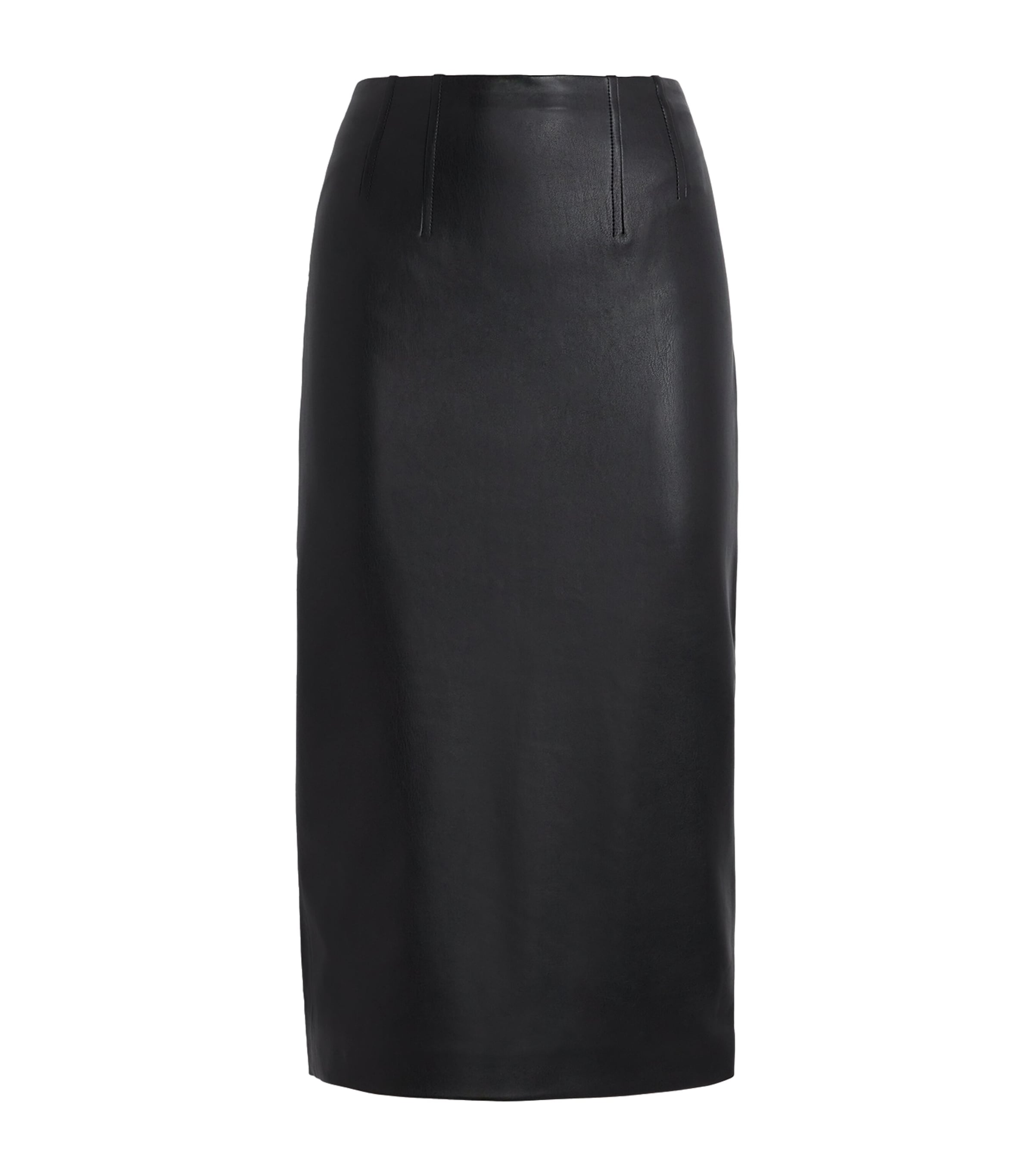 Faux Leather Holmes Midi Skirt BLACK