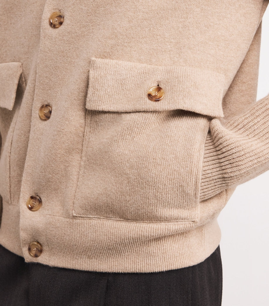 Lardini Wool-Blend High-Neck Cardigan