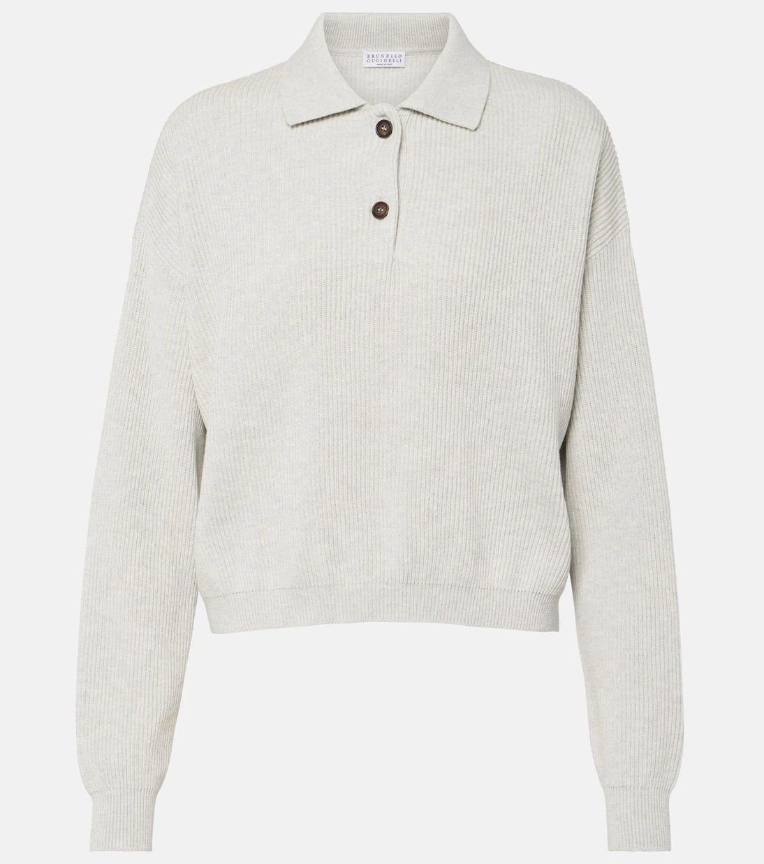 Brunello Cucinelli - Ribbed-knit cotton polo sweater