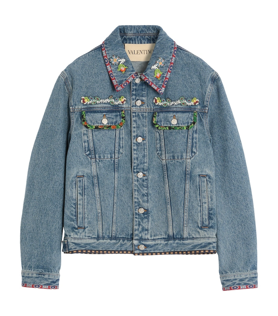 Valentino Blue Embellished Denim Jacket