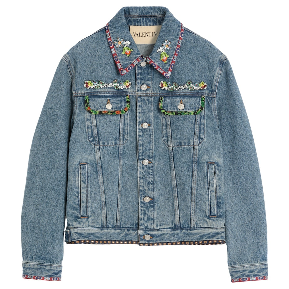 Valentino Blue Embellished Denim Jacket
