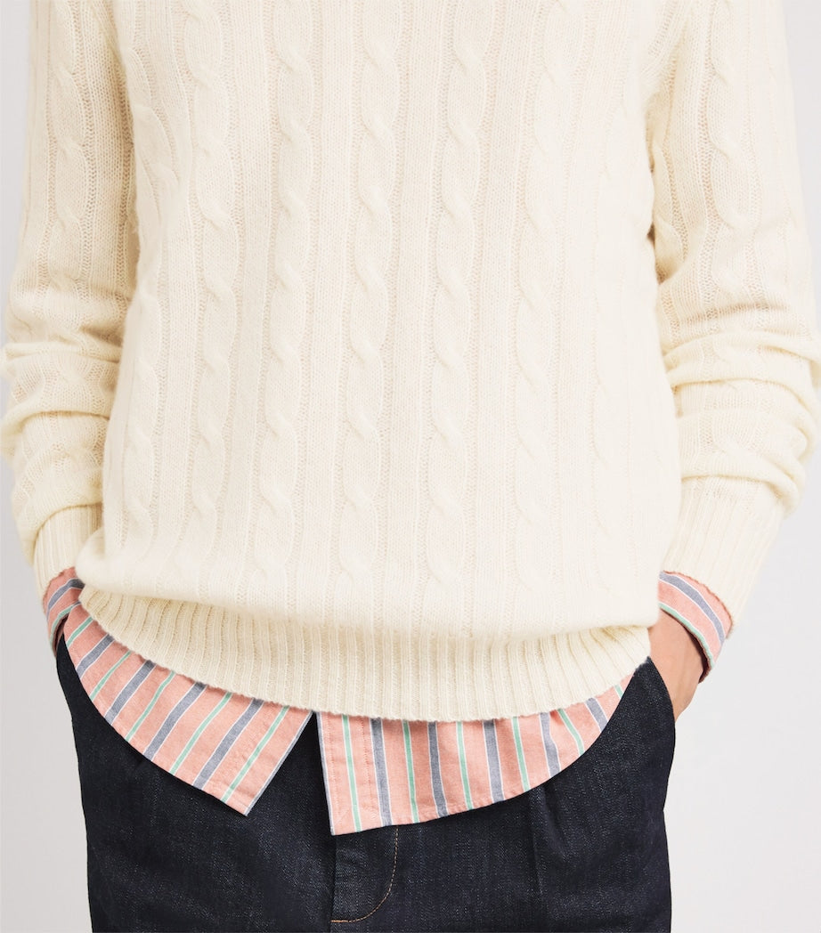 Polo Ralph Lauren Beige Cashmere Cable-Knit Sweater