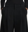 Black Double-Pleat Wide-Leg Trousers