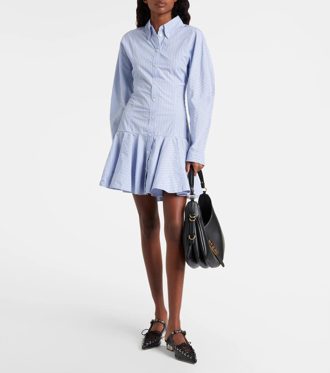 Ganni - Striped cotton shirt dress