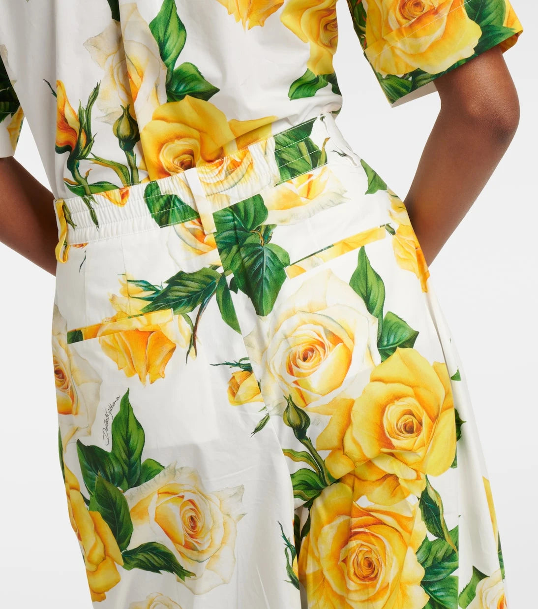 Dolce&Gabbana - Floral high-rise cotton cropped pants