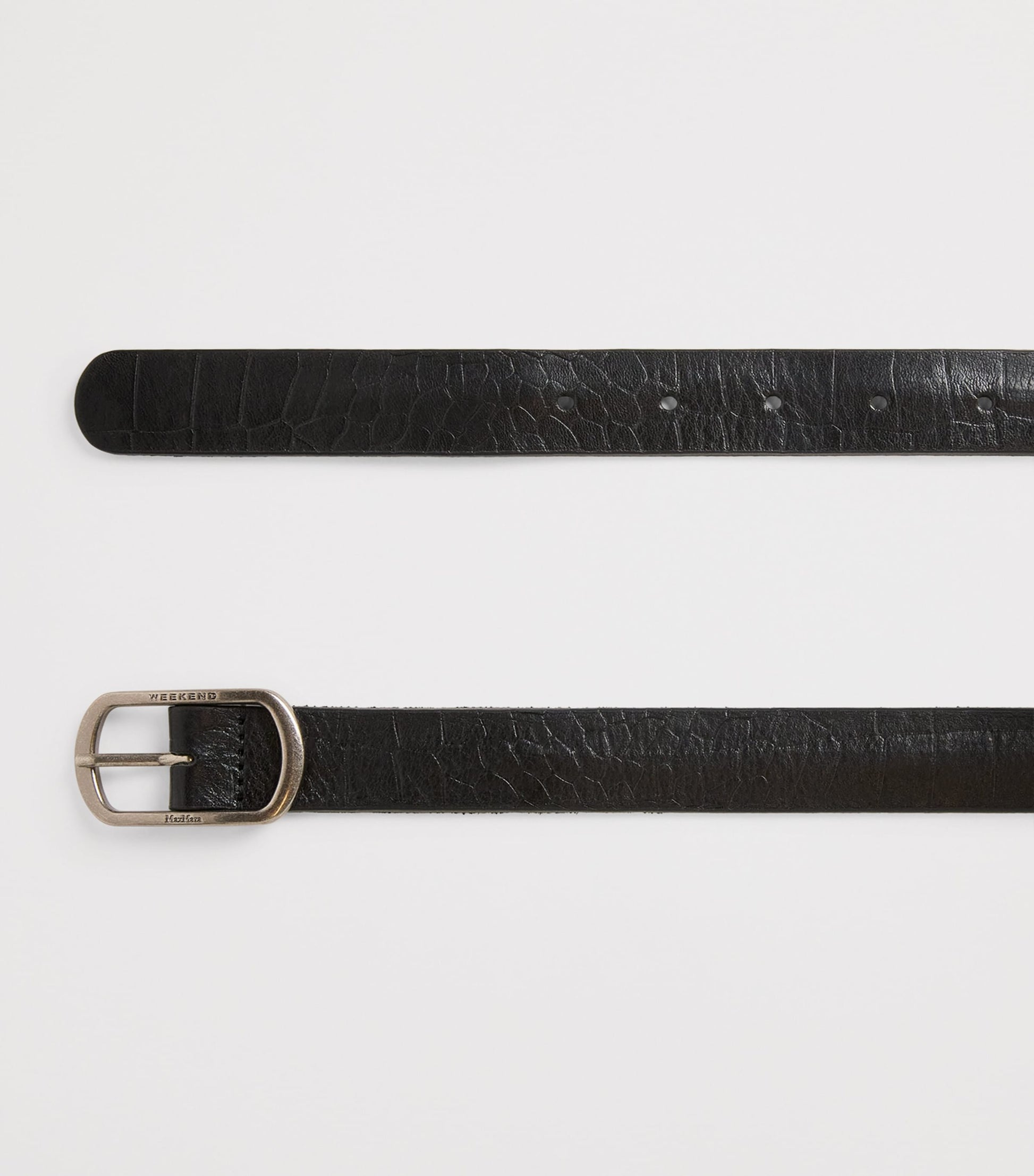 Black Crocodile-Embossed Leather Belt