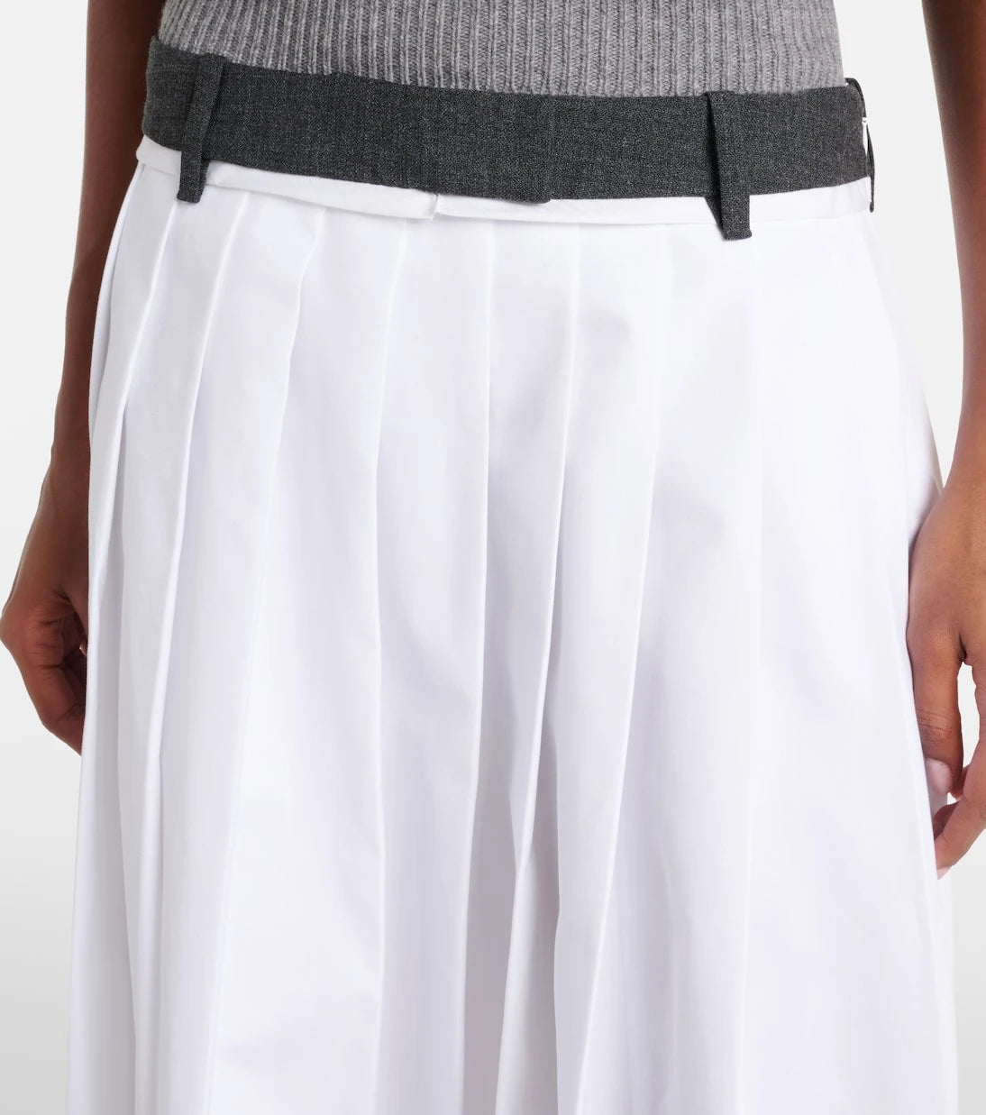 Prada - Pleated cotton midi skirt