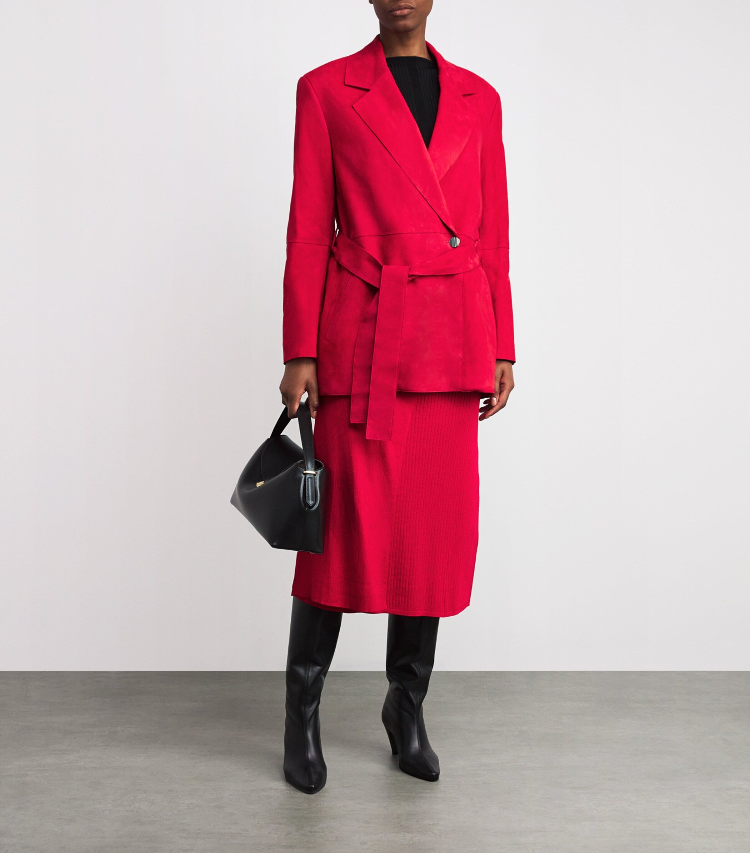 Aeron Red Suede Belted Sword Blazer