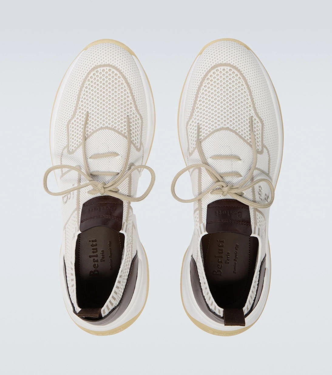 Berluti - Shadow leather-trimmed knitted sneakers