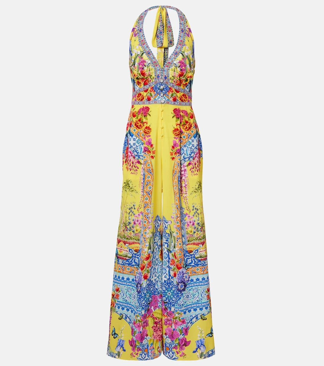 Camilla - Embellished halterneck silk crêpe jumpsuit