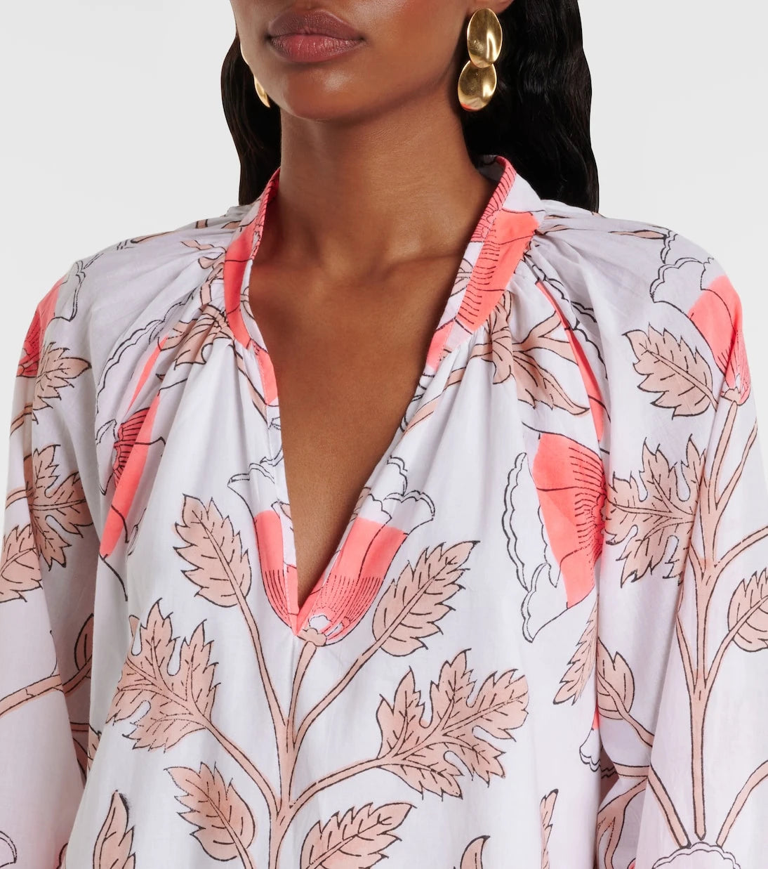 Juliet Dunn - Printed scalloped cotton minidress