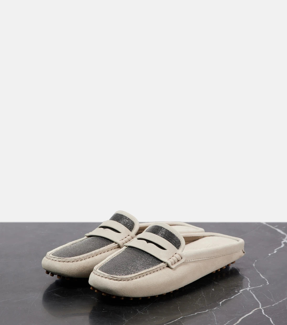 Brunello Cucinelli - Monili suede driving mules